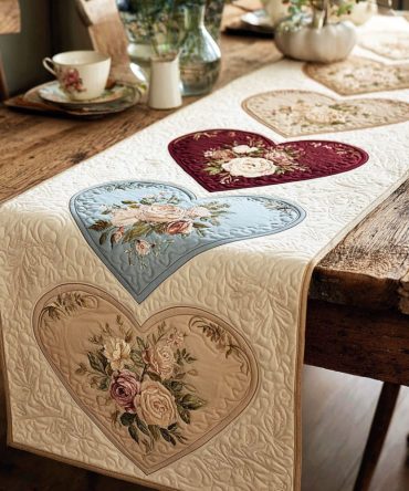 Rose Heirloom Quilted Table Runner