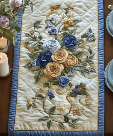 Roses Elegance Quilted Table Runner