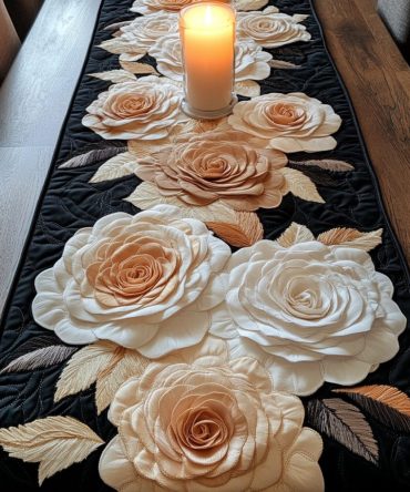 Rosy Whispers Quilted Table Runner