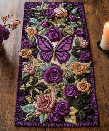 Royal Butterfly Quilted Table Runner