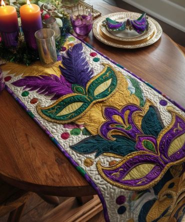 Royal Feather Fantasy Quilted Table Runner