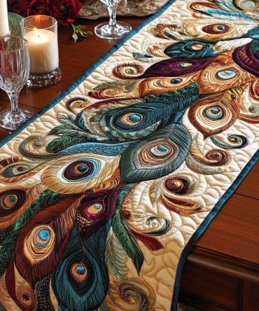 Royal Feather Quilted Table Runner