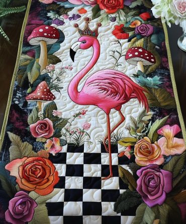 Royal Flamingo Quilted Table Runner
