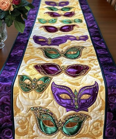 Royal Masks Pattern Quilted Table Runner