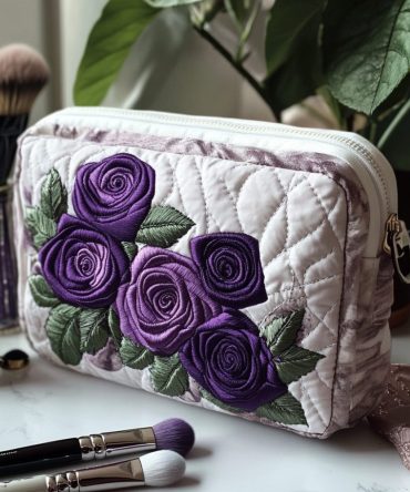 Royal Petals Quilted Makeup Bag
