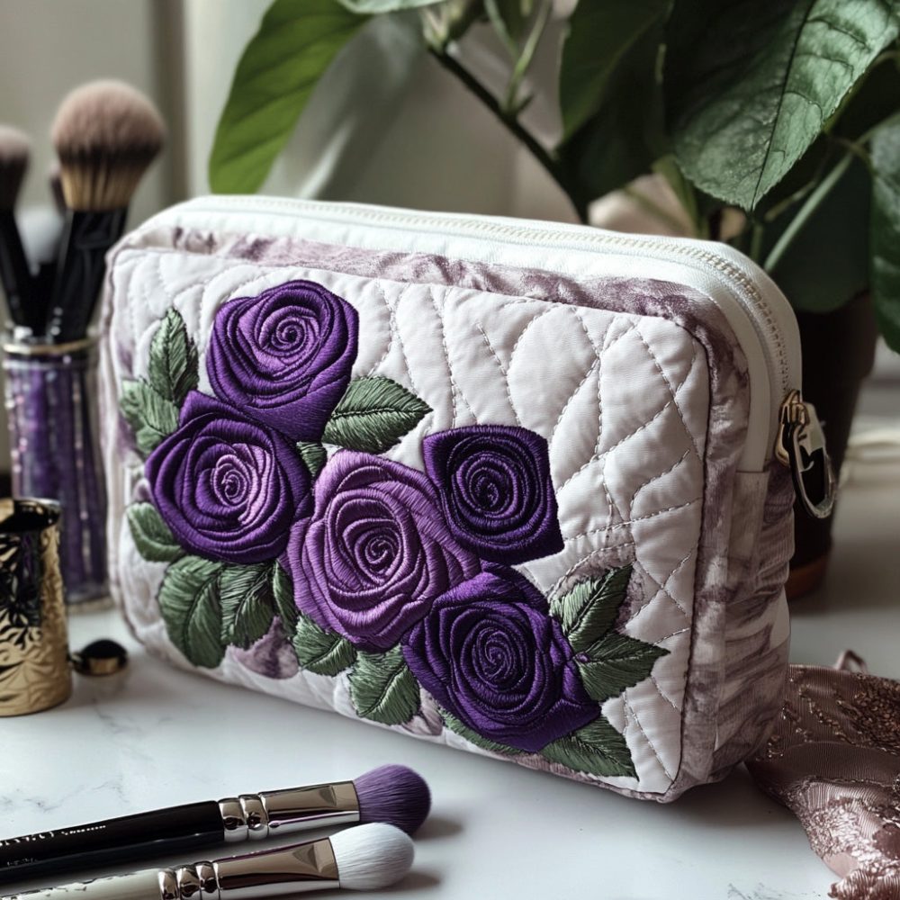 Royal Petals Quilted Makeup Bag