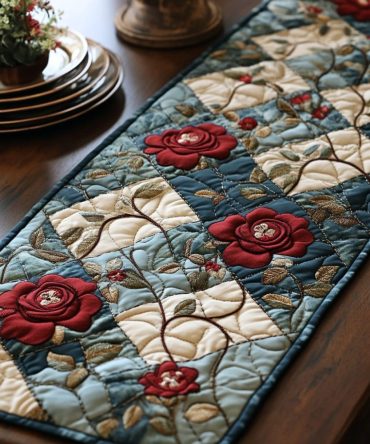 Royal Petals Quilted Table Runner