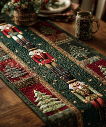 Royal Poinsettia Quilted Table Runner