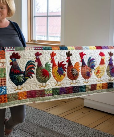 Rural Roosters Quilted Table Runner