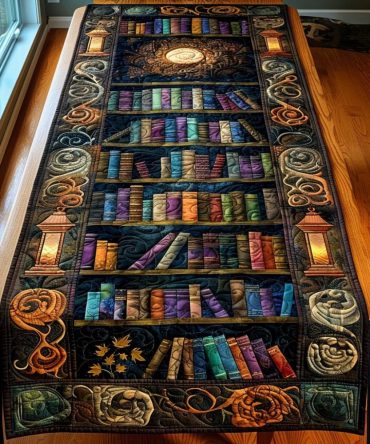 Rustic Bookshelf Quilted Table Runner