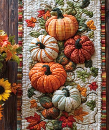Rustic Autumn Charm Quilted Table Runner