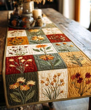 Rustic Botanica Quilted Table Runner
