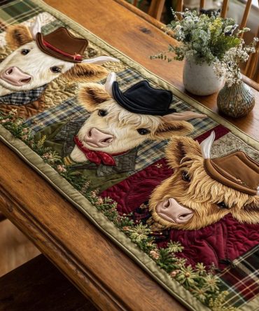 Rustic Cow Spirit Quilted Table Runner