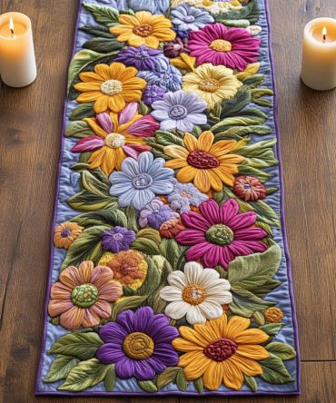 Rustic Flowers Quilted Table Runner