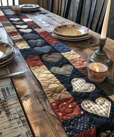 Rustic Heartbeat Quilted Table Runner
