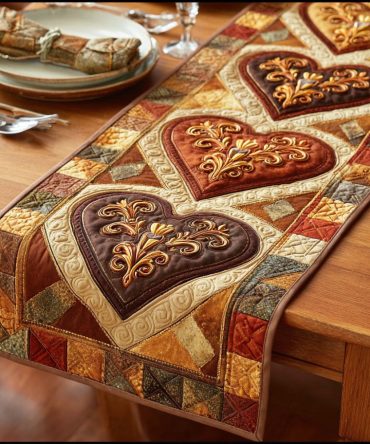 Rustic Hearts Quilted Table Runner