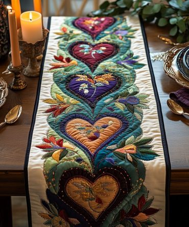 Rustic Hearts Quilted Table Runner
