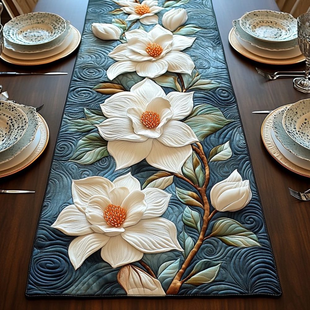 Rustic Magnolia Quilted Table Runner