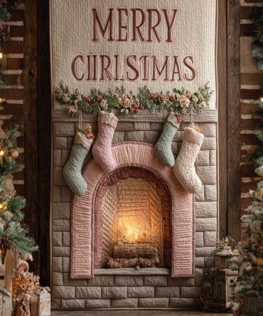 Rustic Neutral Stockings Quilted Door Cover