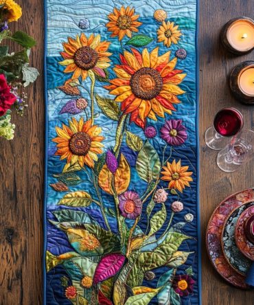 Rustic Petals Quilted Table Runner