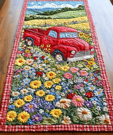 Rustic Red Ride Quilted Table Runner