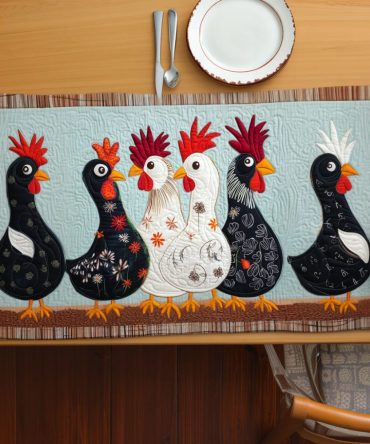Rustic Rooster Patch Quilted Table Runner