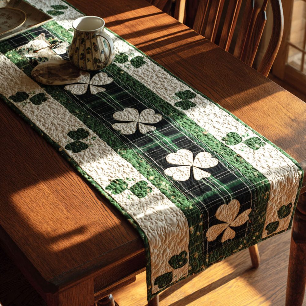 Rustic Shamrock Quilted Table Runner