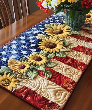 Rustic Sunburst Pride Quilted Table Runner