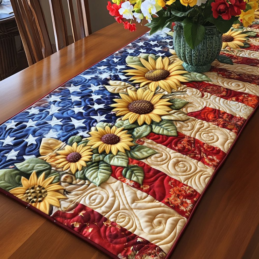 Rustic Sunburst Pride Quilted Table Runner