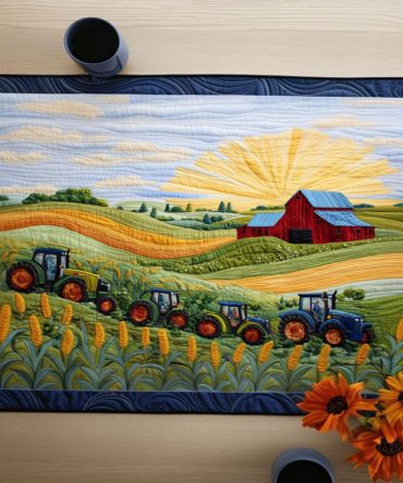 Rustic Tractor Ride Quilted Table Runner