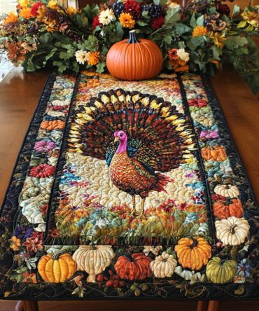 Rustic Turkey Path Quilted Table Runner
