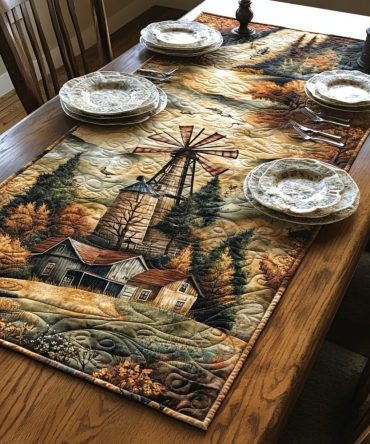 Rustic Windmill Beauty Quilted Table Runner