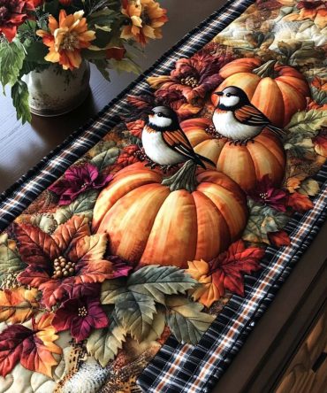 Rustling Bird Wings Quilted Table Runner