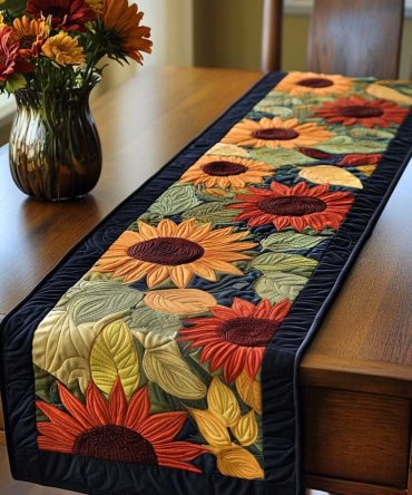 Rusty Petals Quilted Table Runner