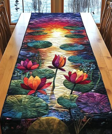 Sacred Lotus Quilted Table Runner
