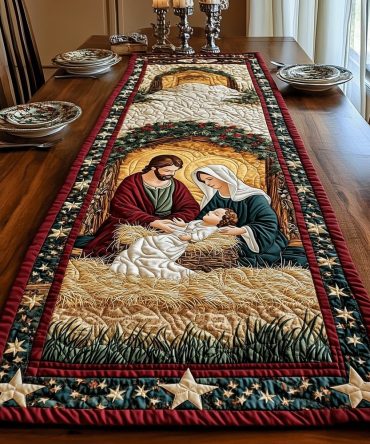Sacred Nativity Scene Quilted Table Runner