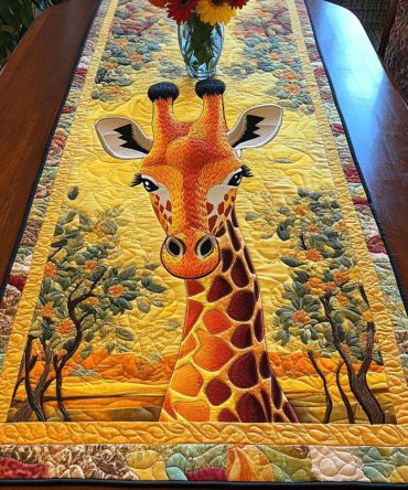 Safari Love Giraffes Quilted Table Runner