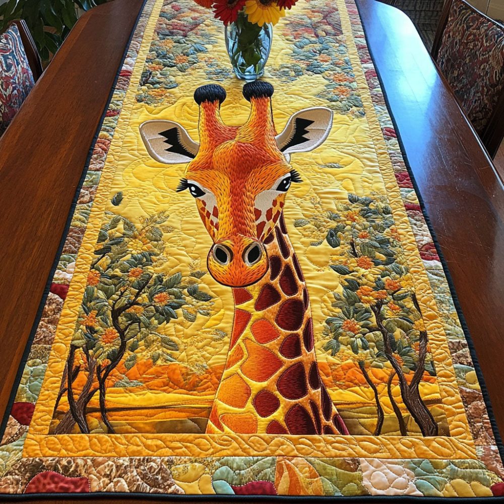 Safari Love Giraffes Quilted Table Runner