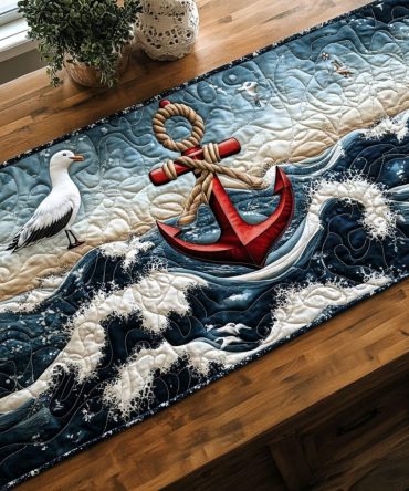 Sailor Anchor Quilted Table Runner
