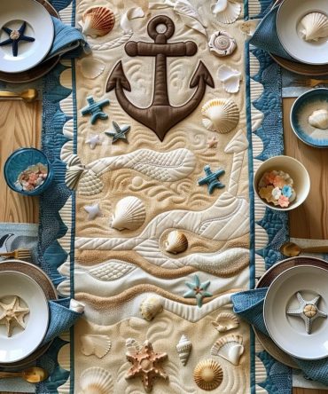 Sandy Anchor Quilted Table Runner