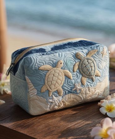 Sandy Shell Quilted Makeup Bag