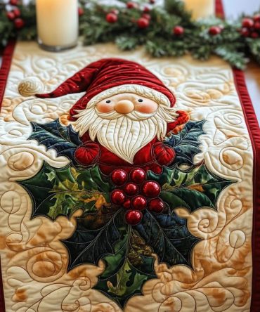 Santa Charm Quilted Table Runner