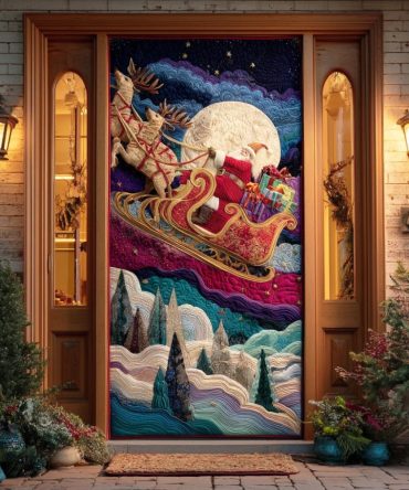 Santa Christmas Eve Quilted Door Cover