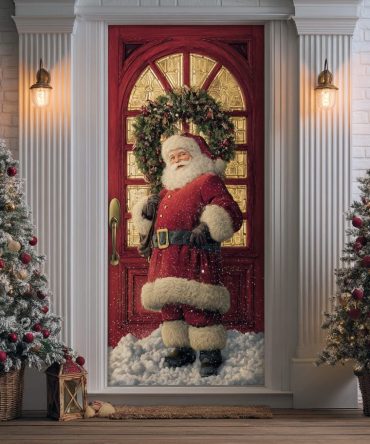 Santa Delight Quilted Door Cover