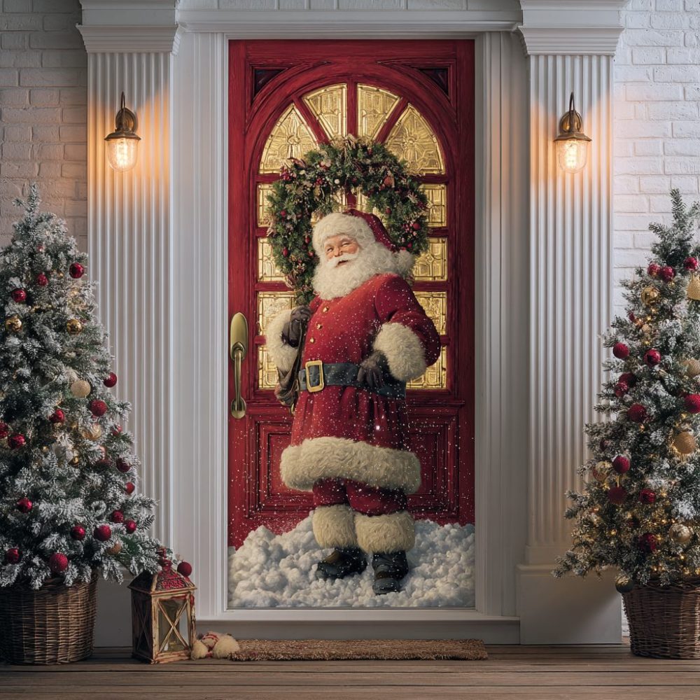 Santa Delight Quilted Door Cover