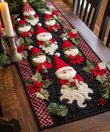 Santa Festive Ride Quilted Table Runner