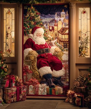Santa Gift Parade Quilted Door Cover
