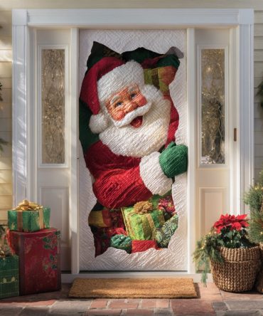 Santa Gift Run Quilted Door Cover