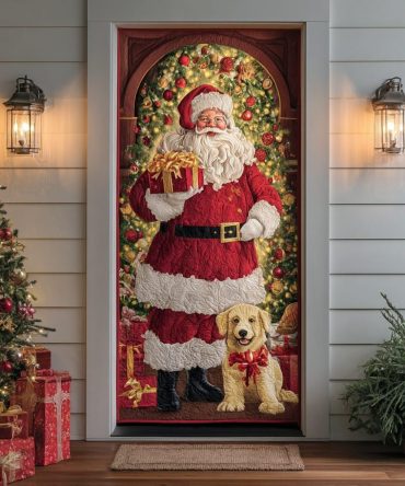 Santa Glow Quilted Door Cover