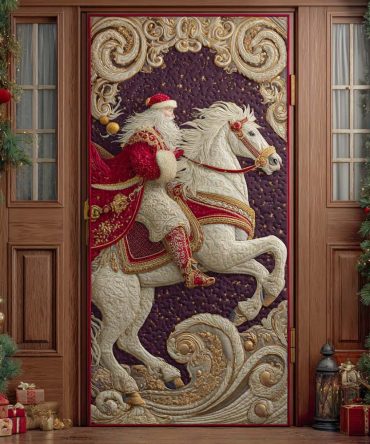 Santa Golden Steed Arrival Quilted Door Cover